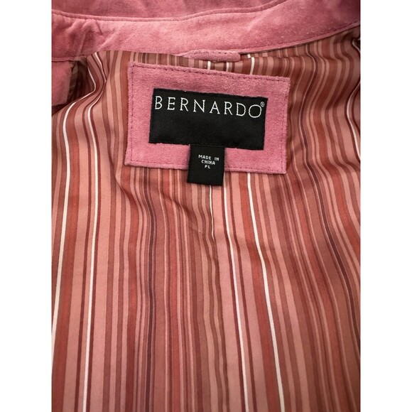 BERNARDO Genuine Leather Jacket Womens Size Petite L Pink Full Zip Up & Pockets - Picture 4 of 7